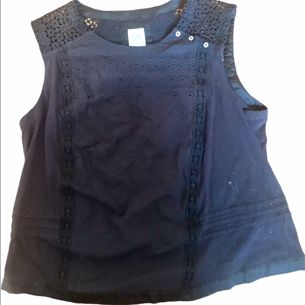 Anthropologie Black Embroidered Tank Size M